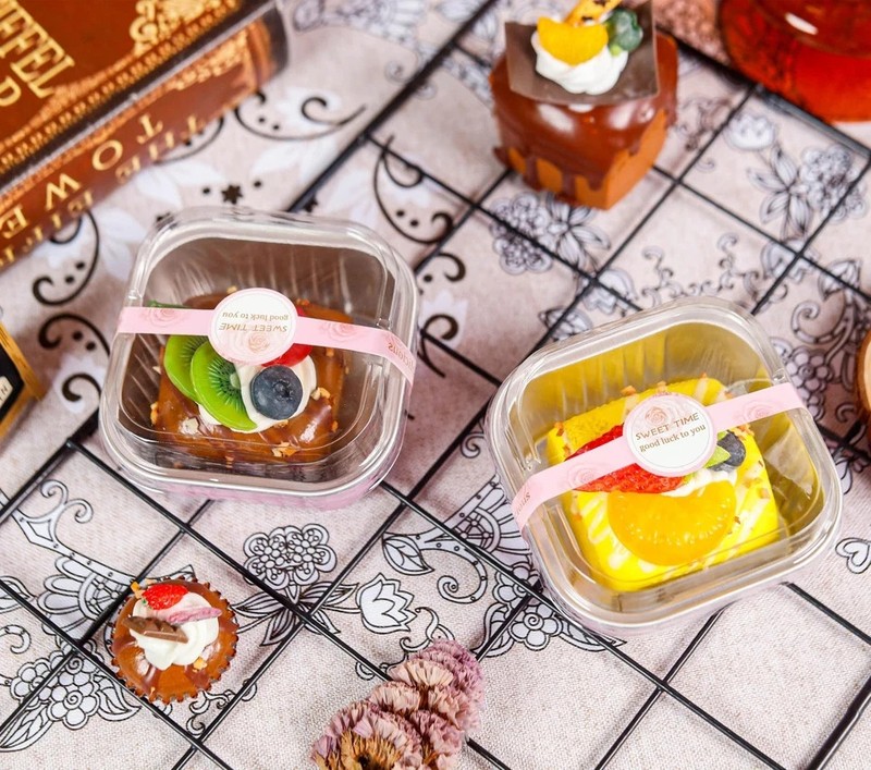 50 Pcs Mini Cake Pans with Lids and Spoons Aluminum Foil Mini Square Baking C... gallery