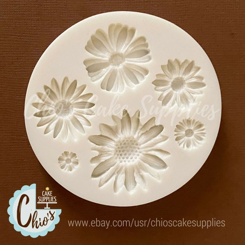 Daisies / dandelion / sunflower flowers silicone mold. 6 cavities gallery