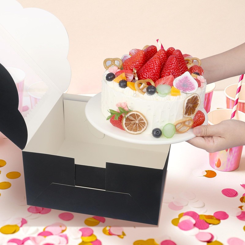 20Pcs Black Cake Boxes with Window 10x10x5 Inches Bakery Container Pastries gallery