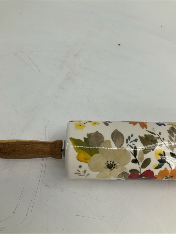 PIONEER WOMAN White Timeless Floral Autumn Ceramic (DISCO) Fall ROLLING PIN gallery