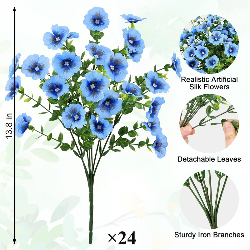 Ouddy Decor 24 Bundles Artificial Flowers For Outdoors Fake Silk Flowers Uv gallery
