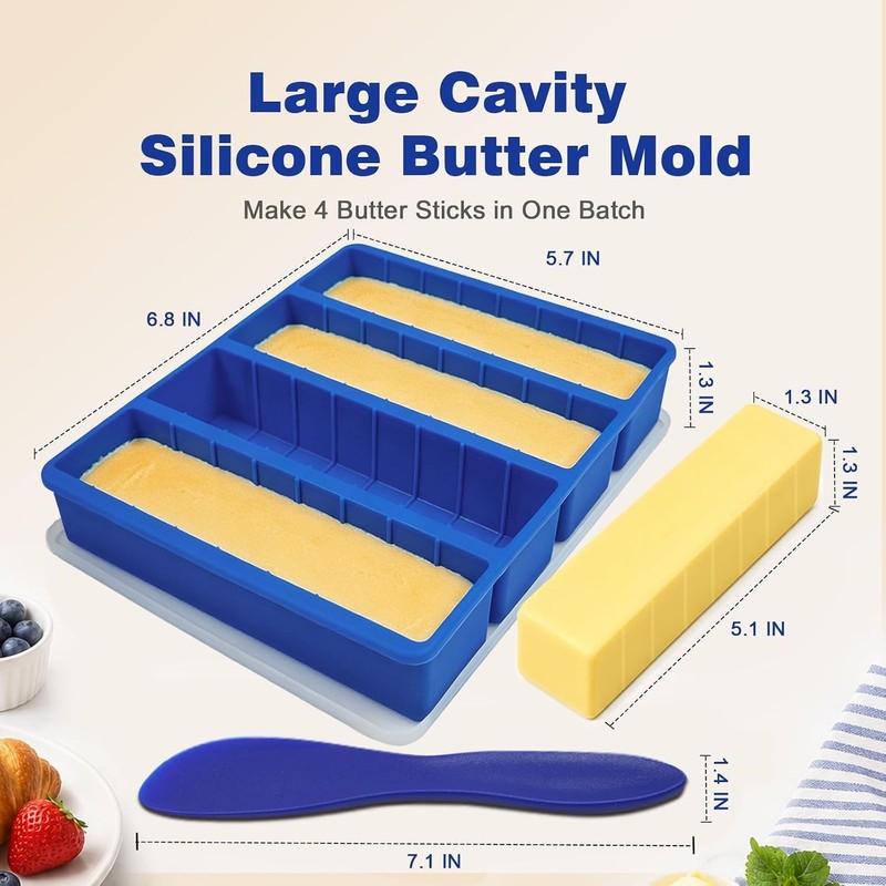 Silicone Butter Molds with Lid & Spatulas, Large Cavity Butter Tray with Tabl... gallery