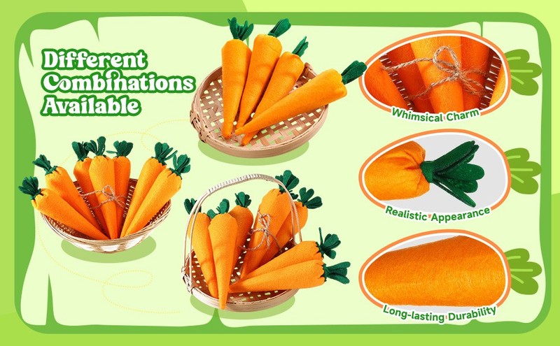 8 Pieces Easter Artificial Carrots Decor Fake Fabric Carrot Rustic gallery