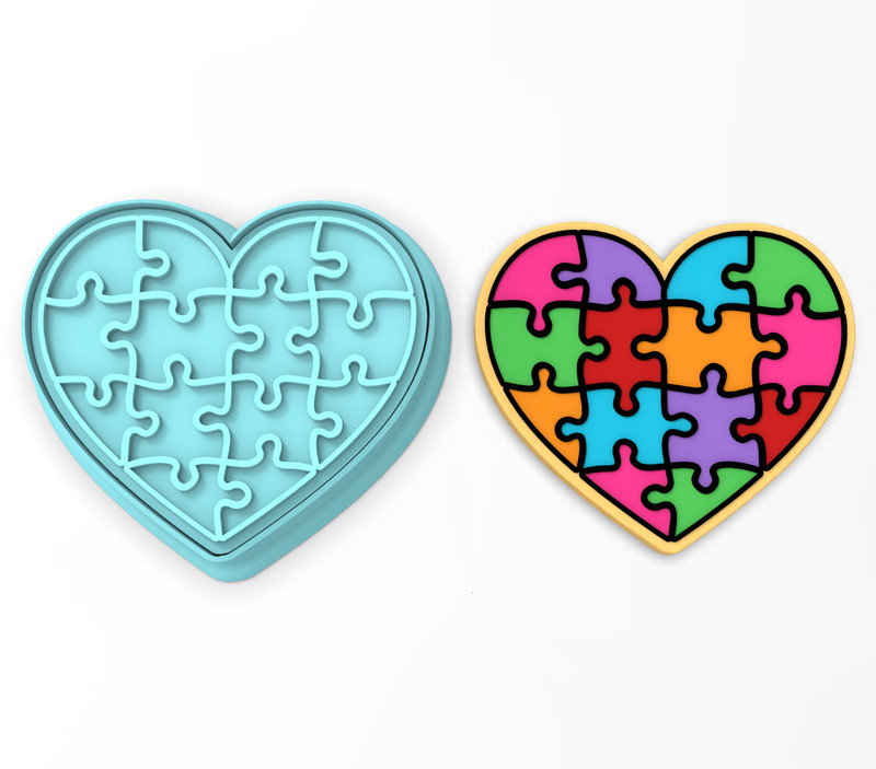 Heart Puzzle Cookie Cutter & Stamp 1 | Valentine’s Day Love Cupid Autism