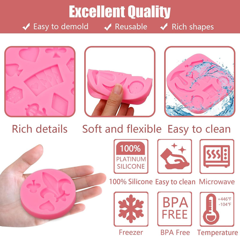 Poker Silicone Molds 3 Pcs, 3D Casino Themed Chocolate Molds Alice Wonderland Ha gallery