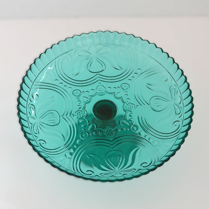 Amici Home Pedestal Cake Stand Plate Teal Glass 10 Inch gallery
