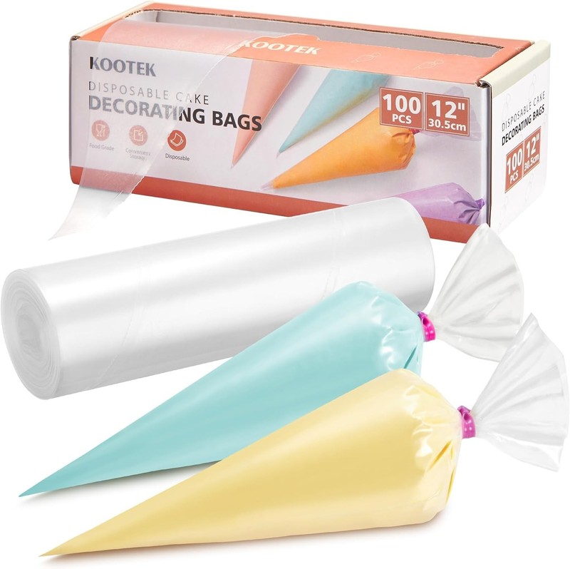 12" Anti-Burst Disposable Piping Bags - 100 Pack for Effortless Cake Decorating gallery
