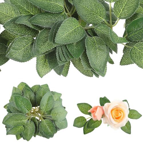 40 Pcs Green Leaves for Decoration Silk Fake Leaves Bulk Artificial Flowers