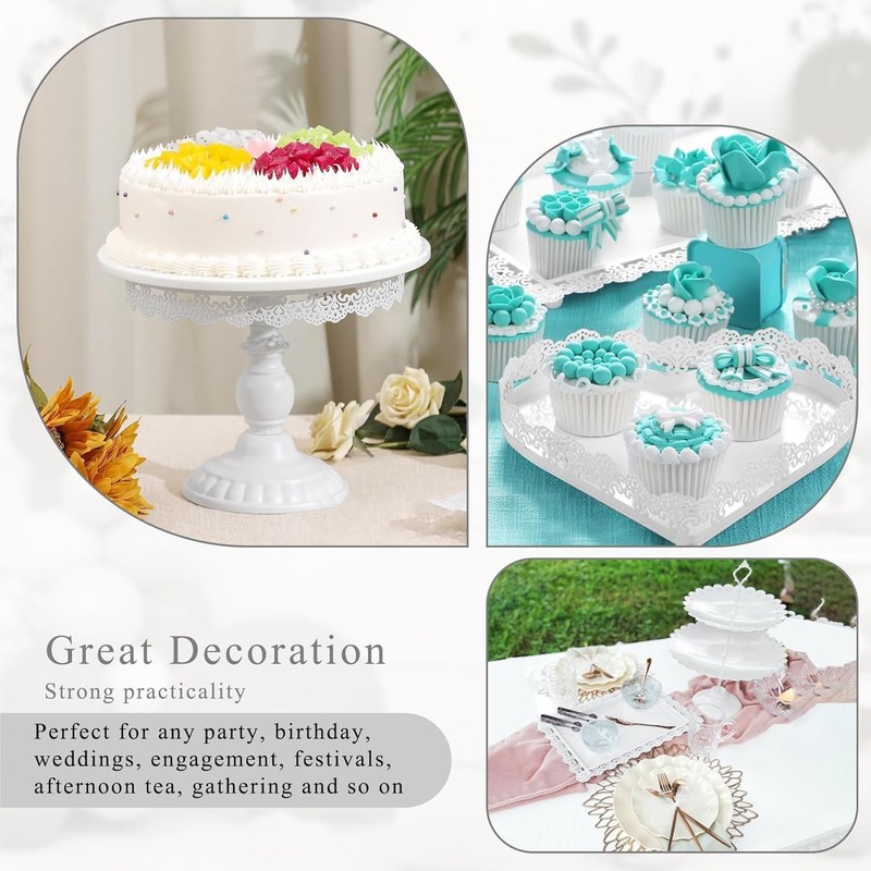 Set of 9 Cake Stands Metal Cupcake Stand Set Multiple Styles Candy Fruit Display gallery