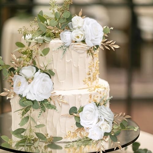 3PCS Wedding Cake Toppers Flowers for Cake Decorating Artificial Cake White gallery