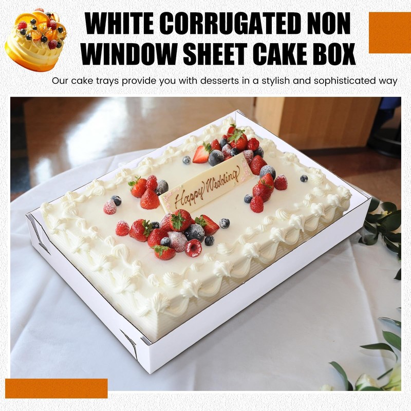 Reallnaive 10 Pack Full Sheet Cake Boxes 26 x 18 x 4 Inch Non Window Sheet Ca... gallery