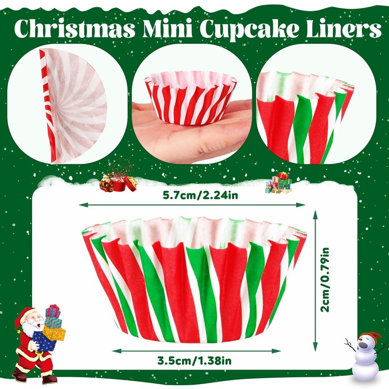 800pcs Christmas Mini Cupcake Liners Cupcake Candy Pattern Baking Cups Mini gallery