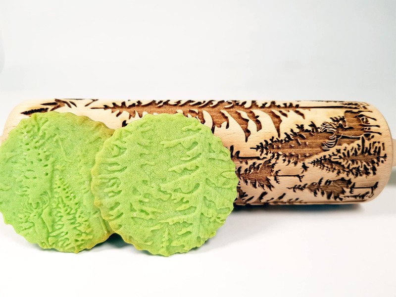 FOREST embossing rolling pin. Engraved wooden embossed dough roller for embos... gallery