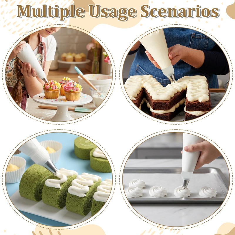 4 Pcs 24 inch Reusable Piping Bags and Tips Set 11Pcs Cotton Pastry Bags Kit ... gallery