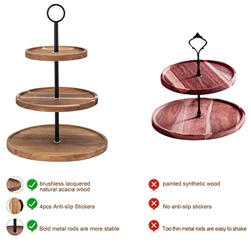 3 Tier Cupcake Stand, Wood Tiered Serving Tray Cupcake Tower, Medium(7”x8“x10") gallery