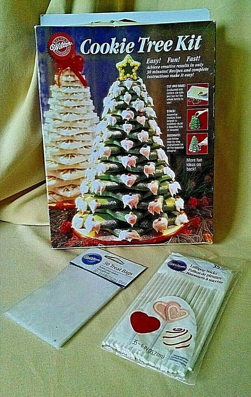 WILTON LOT 3 COOKIE TREE LOLLIPOP STICKS 35 TREAT BAGS 50 CLEAR NEW CHRISTMAS*