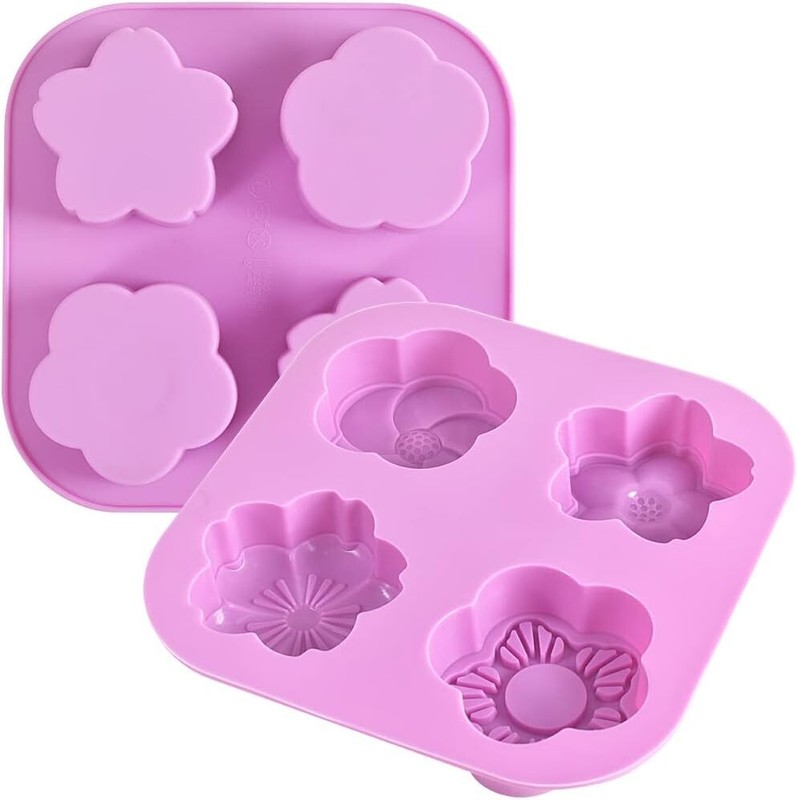 Newk Flower Shape Silicone Molds, 2 Packs 4 Cavity Nonstick Food Grade Purple