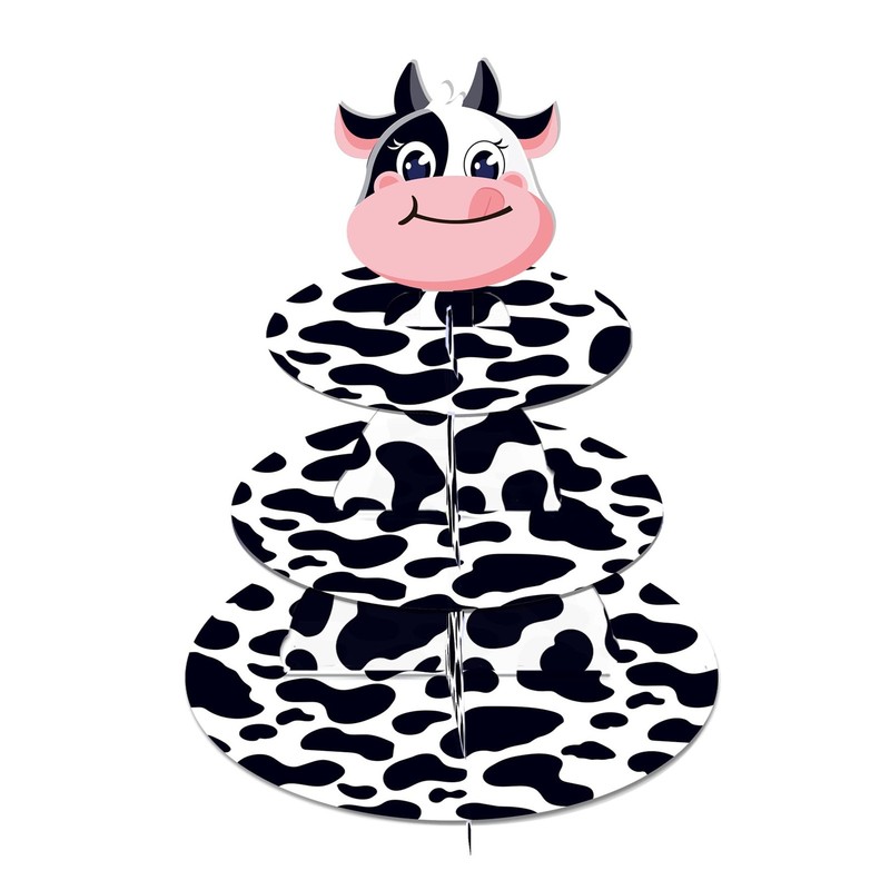 Milk Cow Cupcake Stand, 3-Tier Cupcake Holder Dessert Tower for Wedding Birth…