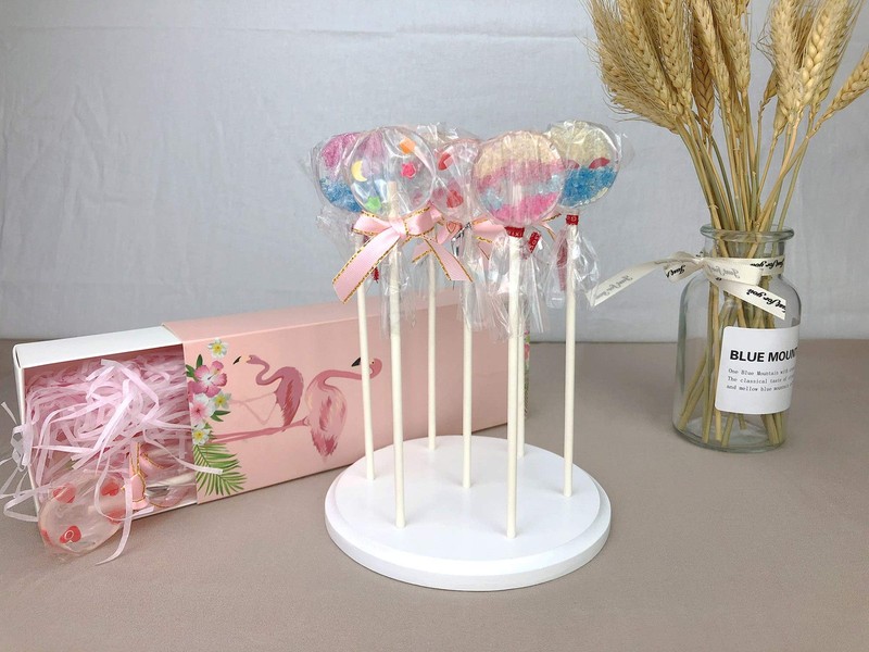 2 PCS White Round Wood Cake Pop Stand 7 Hole Lollipop Candy Display Holder gallery