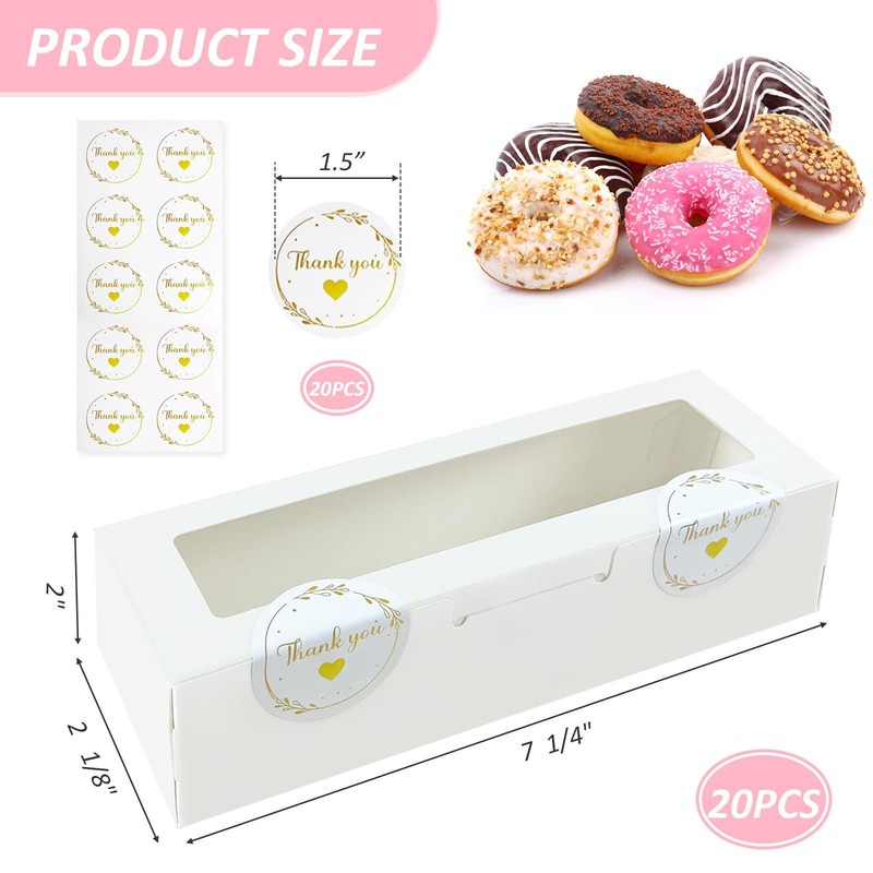 20 Pack 7x2x2 Inch White Macaron Boxes With Window Cookie Candy Container gallery