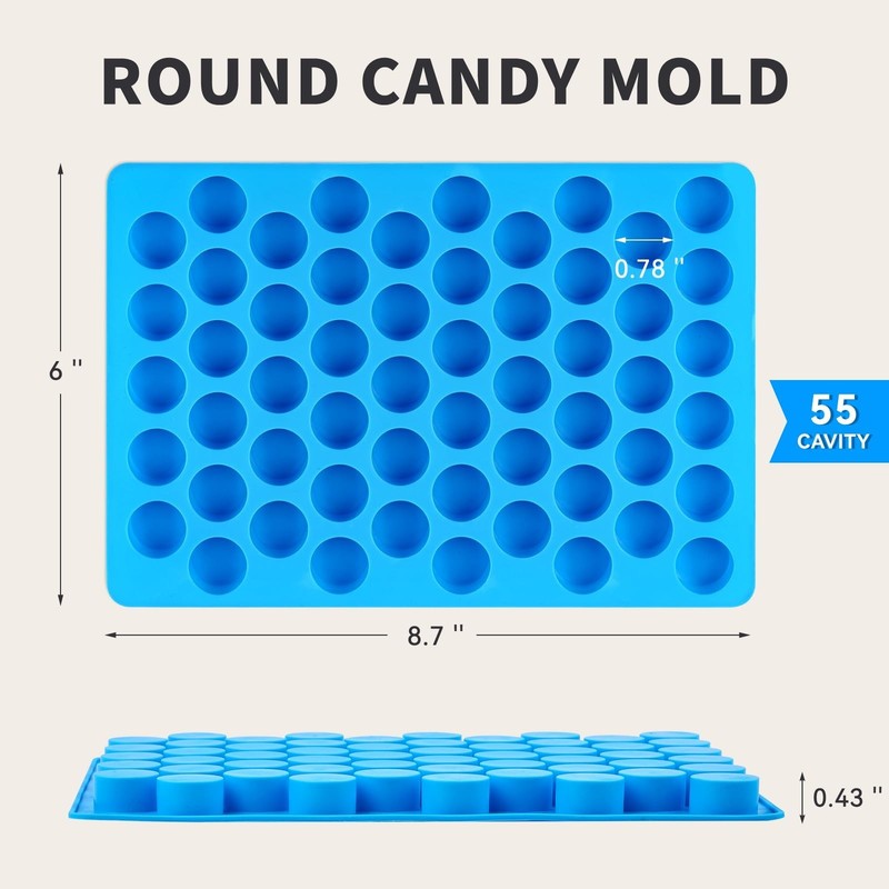 4 PCS Silicone Gummy Candy Molds, 55 Cavities Non-Stick Round Molds for Small Ha gallery