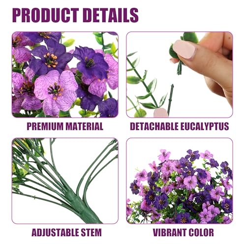 Artificial Fake Hanging Flowers Plants for Outdoor Outside Purple & Magenta gallery