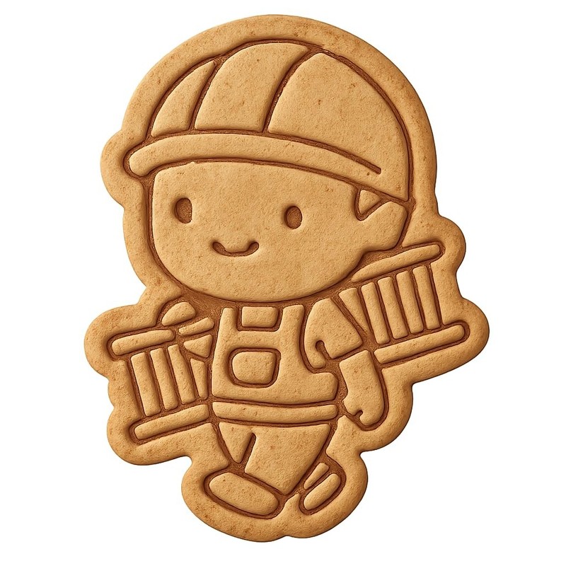 Chibi General Contractor Carrying Ladder Cookie Cutter & Stamp, Fondant – 3.1×4″
