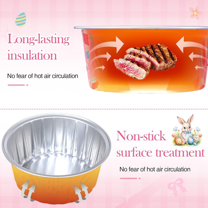 50 Pcs Easter Eggs Mini Loaf Pans with Lids Spoons Sticker 5oz Disposable Cak... gallery