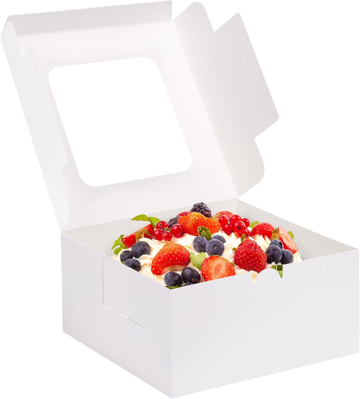 32Pcs Cake Boxes, 10X10X5 Inch Cake Containers with Window, Bakery Boxes Pastry