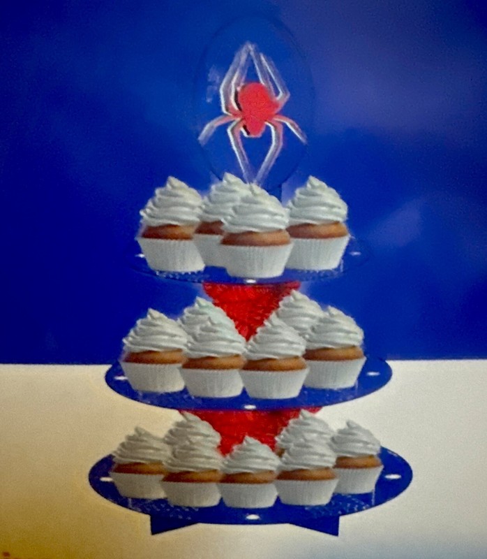 Cupcakes & Treats~Spider & Webs~3 Tier Stand 11.5x11.75 -Blue, Red, White gallery