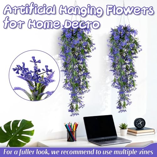 RAINFLOW 3PCS Artificial Flowers for Outdoors - UV Resistant Purple Artificial gallery