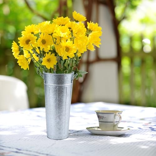 8 Pcs 9 Inch Tall Galvanized Flower Bar Buckets with Handles - 9 inch Silver gallery