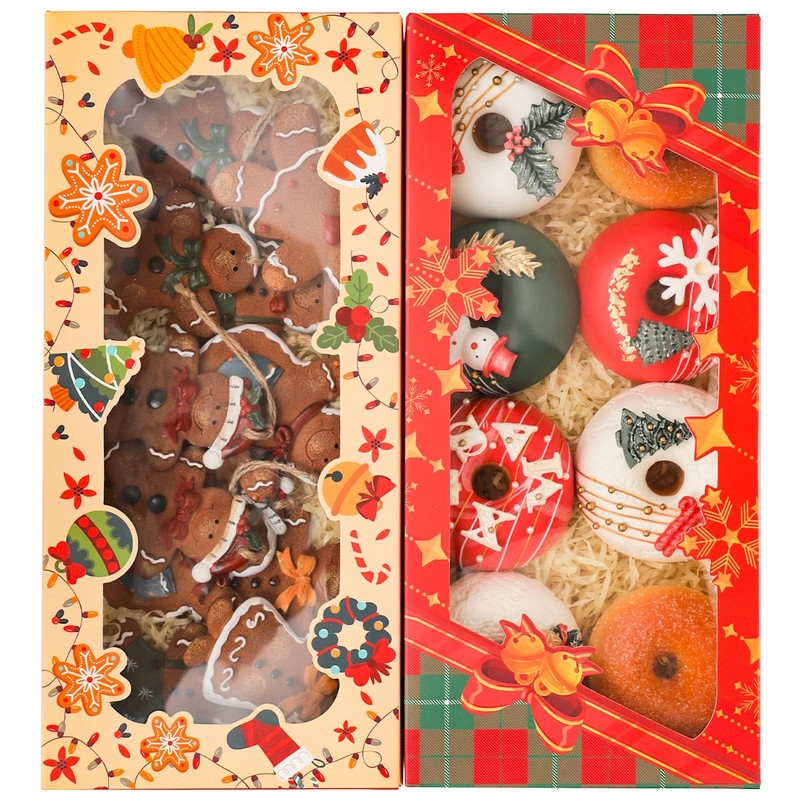 Christmas Cookie Box Window 12×5.5×2.5 Inch Pastry Bakery Box 12 PCS