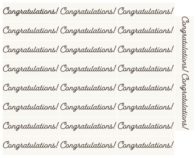 25- 1″x3″ Brown “Congratulations” “Happy Birthday” Anniversary” edible images