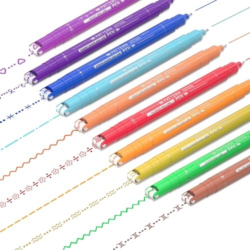 10 Colors Curve Highlighter Pens Set, 10 Pattern Tip + Fine Tip (10 vibrant) gallery
