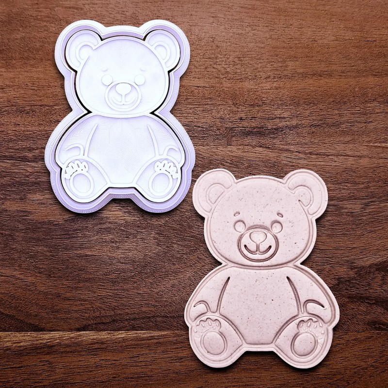 Teddy Bear Cookie Cutter Set and Stamp - Cute Baby Shower Craft Clay Baking Mold gallery