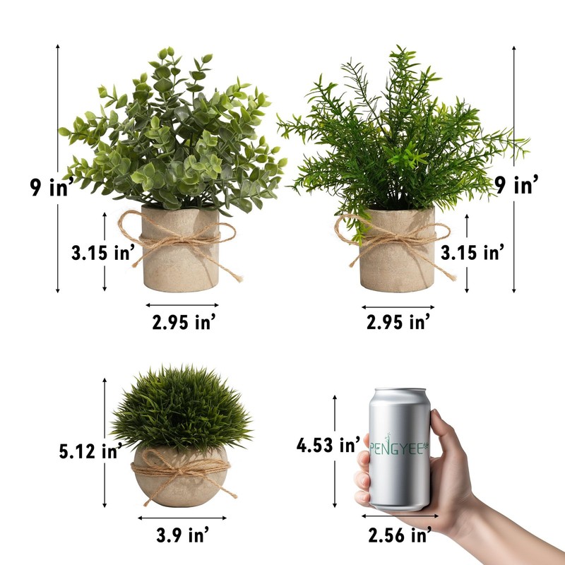PENGYEE 4 Pack Small Fake Plants for Bathroom, Artificial Indoor gallery