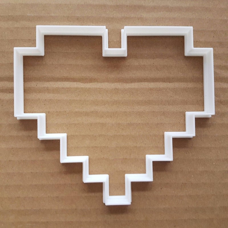 Heart 8 Bit Love Shape Cookie Cutter Dough Biscuit Pastry Fondant Sharp Stencil gallery