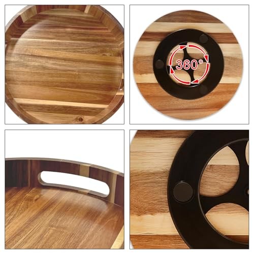 en Lazy Susan for Table Top-12 Inch Wooden Lazy Susan Turntable Acacia Wood gallery