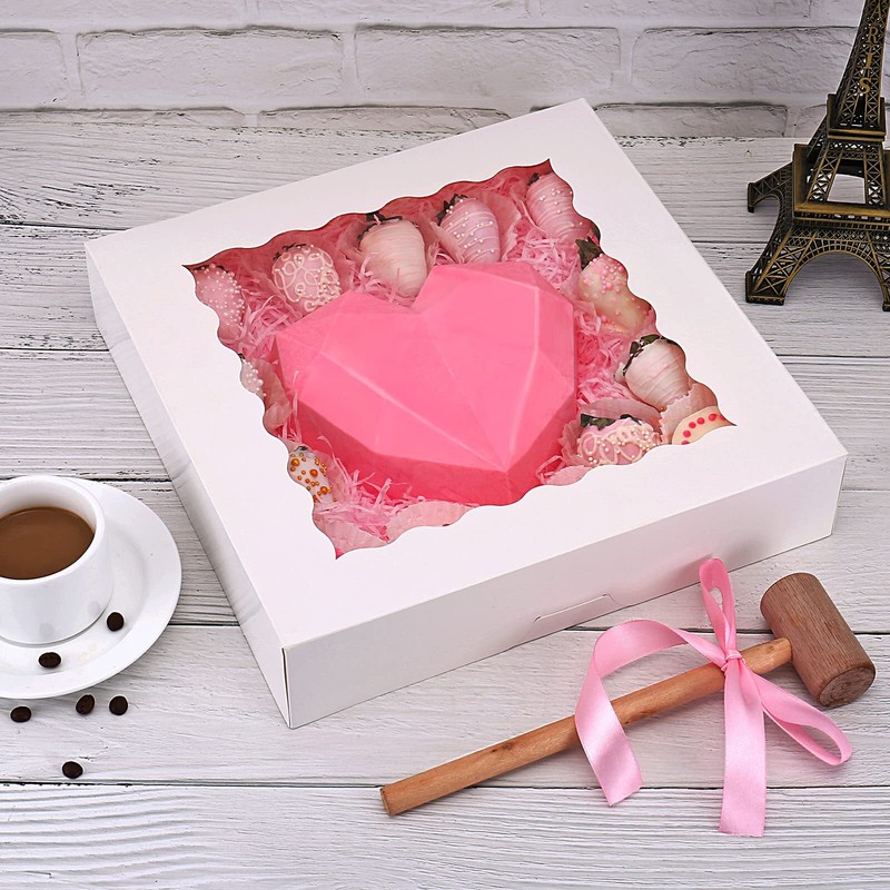 Pie Boxes 20 Pack 12x12x2.5 Inch White Window Auto-Popup Bakery Cookie gallery
