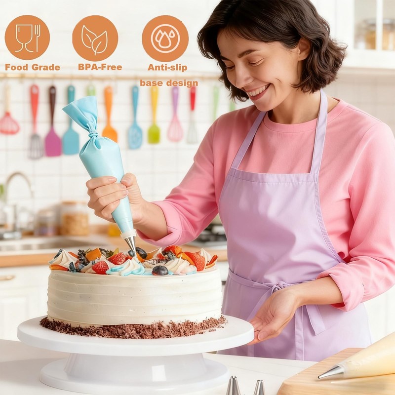 Cake Decorating Supplies Kit with Cake Turntable, Offset Spatula, Cake Server... gallery