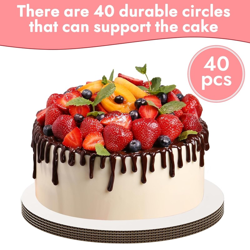40pcs Cake Boards 7inch Round,Food-Graded Cardboard Cake Rounds, Waterproof a... gallery