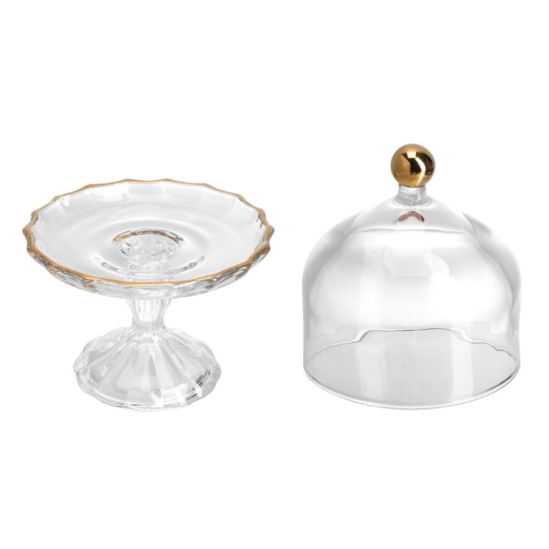 Mini Cake Stand: Glass Cupcake Display Plate With Dome Cover Pedestal Dessert gallery