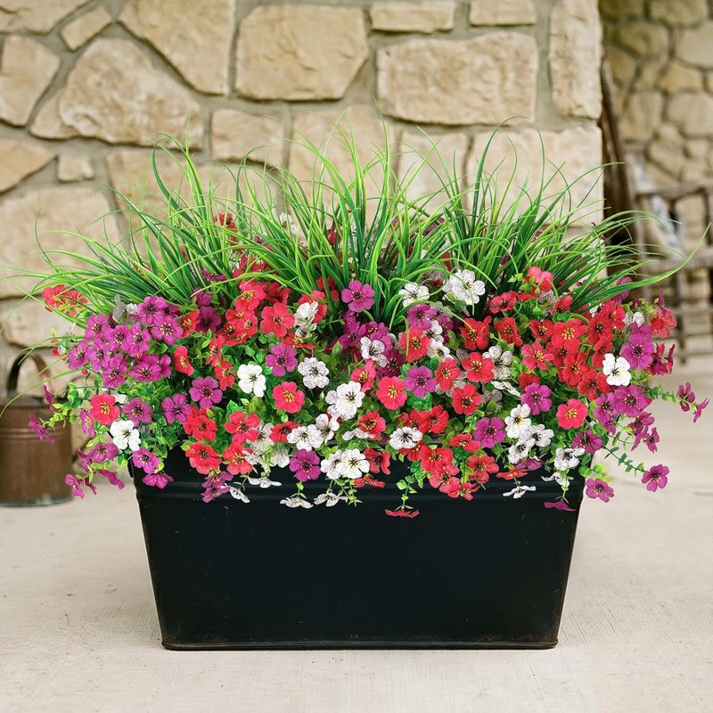 Artificial Flowers for Outdoors 14 Bundles UV Resistant Fake Flowers Daisy