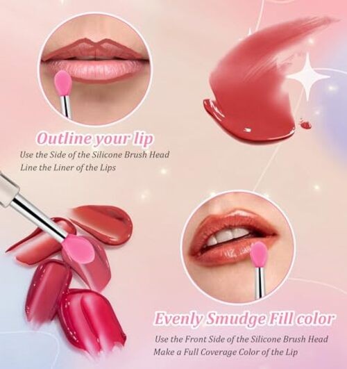 20Pcs Lip Mask Spatula, Silicone Lip Brush for Lipstick Brush with Cap Lip gallery