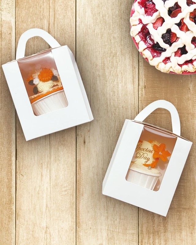 10 Count White Single Cupcakes Box 3.6x3.6 Individual Cupcake Boxes w/ Window gallery