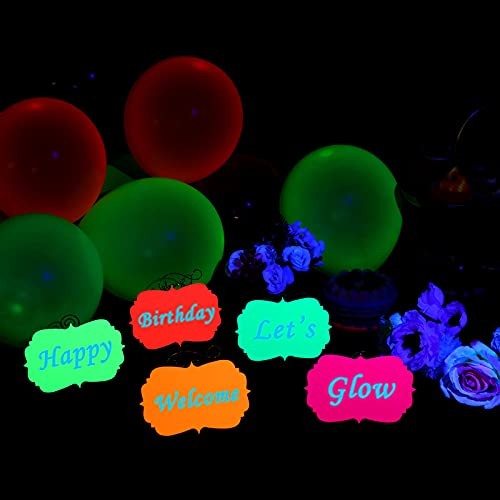 Glow Neon Party Supplies Glow Bar Banner Fluorescent Balloons Yellow Happy gallery