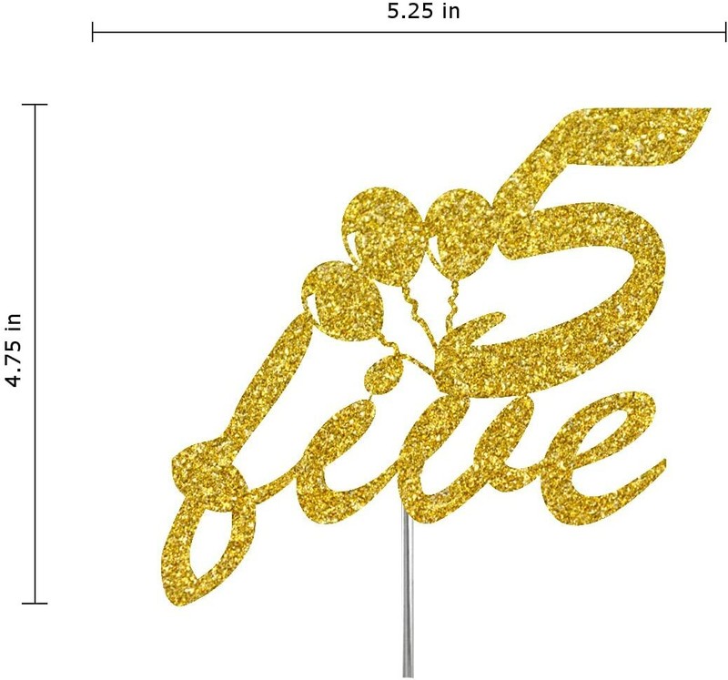 5th Birthday Cake Topper Gold Glitter, Number Five Children Birthday Party Decor gallery