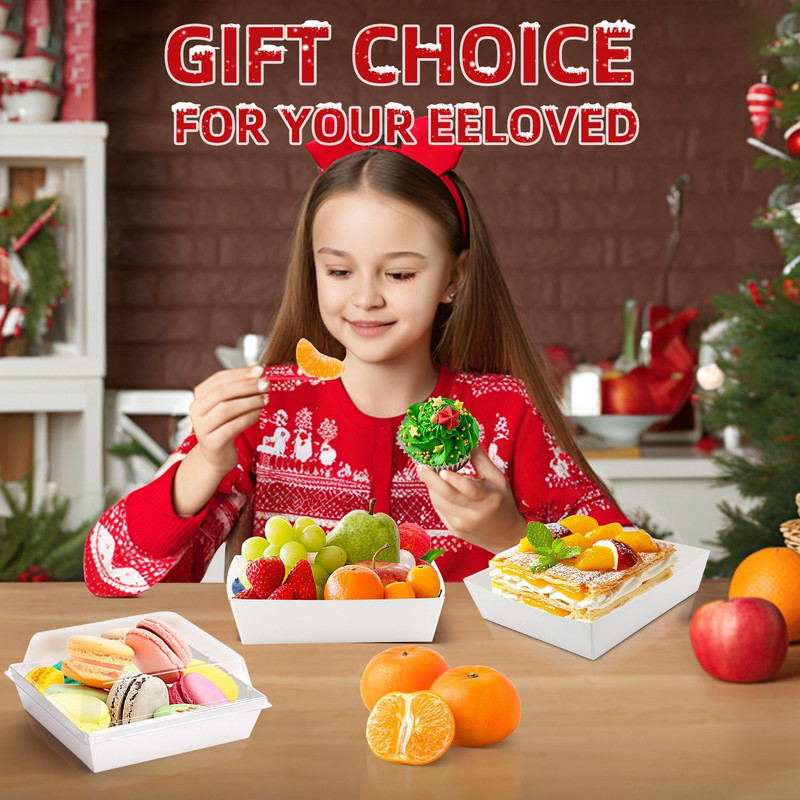 Charcuterie Boxes with Clear Lids, 5.32 X 4.92 X 2.36 Inch Dessert Boxes, Square gallery