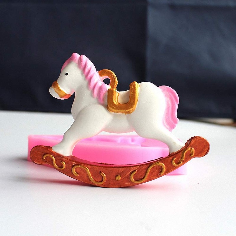 Rocking Horse Cake Fondant Mold, Wooden Horse Ride on Silicone Chocolate Cand... gallery
